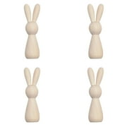 4PCS Unfinished Wooden Bunny Peg Dolls - DIY Easter Rabbit Figurines, Blank Wooden Animal Dolls for Painting, Craft, Cake Toppers, and Spring Decor